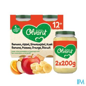 Olvarit Banaan Appel Sinaasappel Koek 2x200g 12m51
