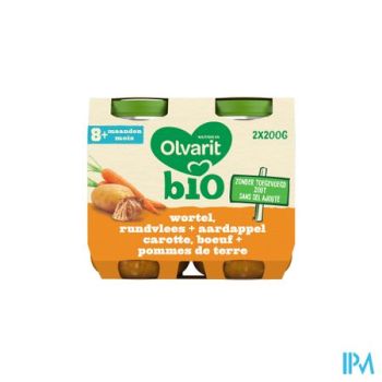 Olvarit Bio Wortel Rund Aardappel 8m 2x200g