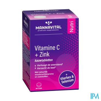 Mannavita Vitamine C + Zink Kauwtabl 60