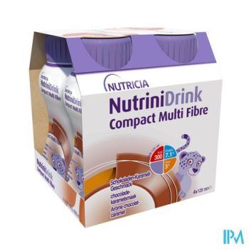 NutriniDrink Compact Multi Fibre Chocolade-Karamelsmaak 4x125ml