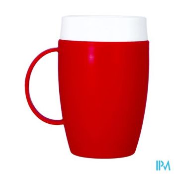 Beker Isol.trecht.1 Handv.thermos.opak Rood/wit180