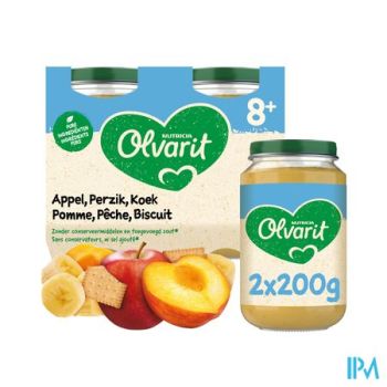 Olvarit Fruit Appel Perzik Koek 2x200g 8m54
